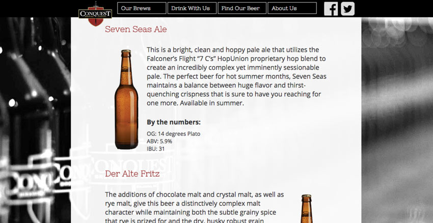 A screenshot of the beer detail area