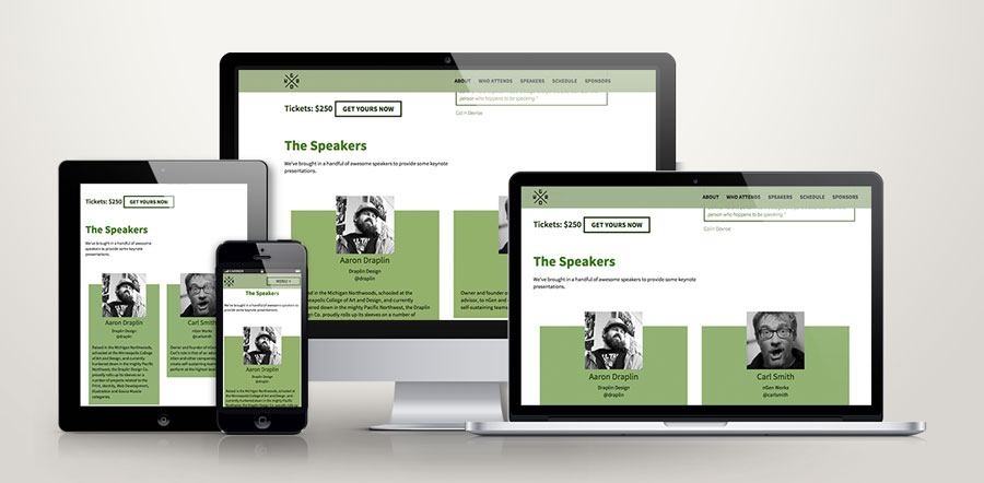 A showcase of how the site looks on various screen sizes